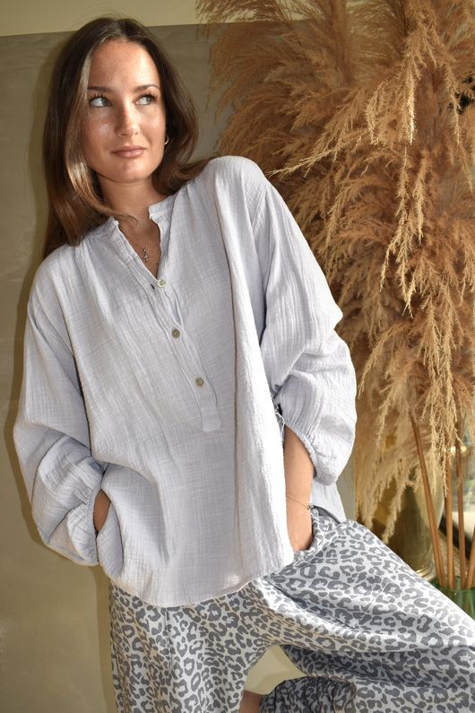 Laurie Cushion Cotton Blouse Smoke